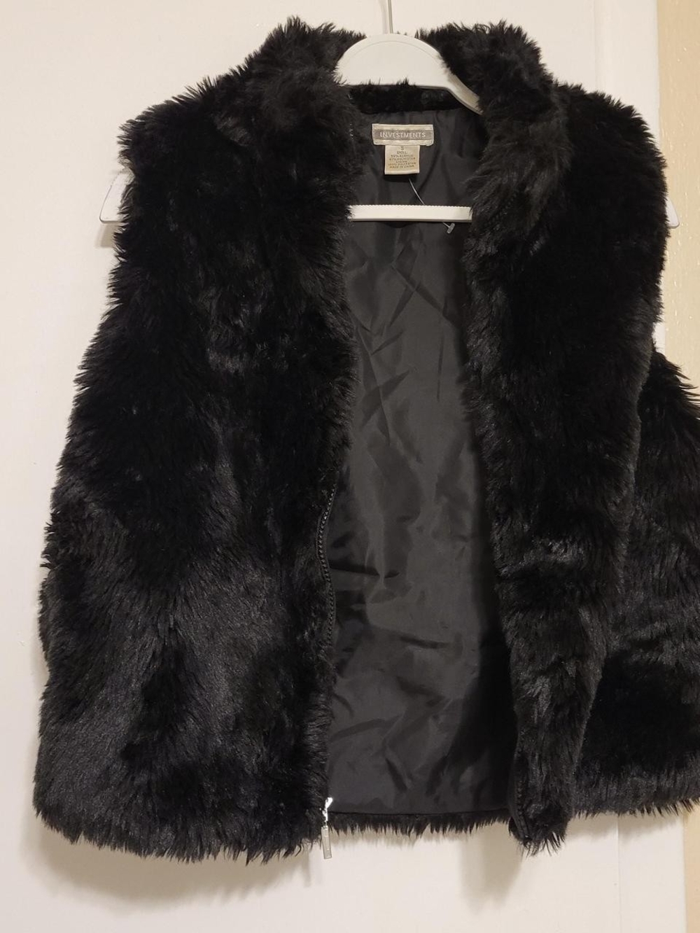 Investments Black Faux Fur Teddy Vest Jacket